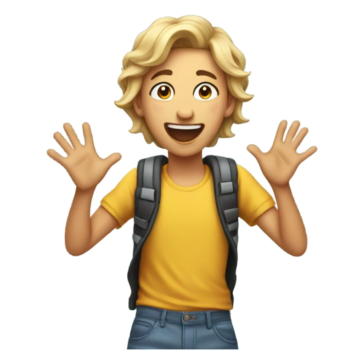 Teenager laughing in shock with hands on their head sticker