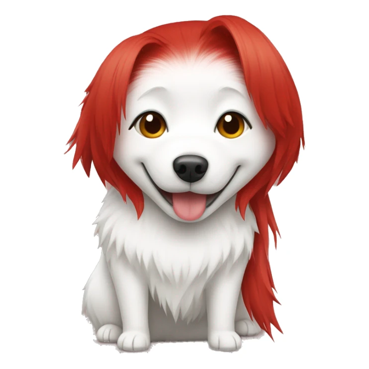 Japanese spitz dog hug red hair girl sticker