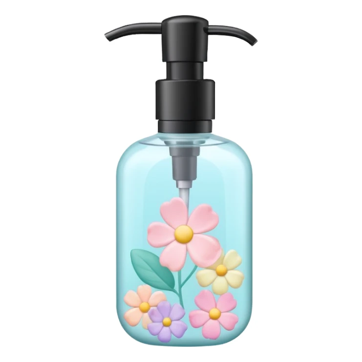Pastel soap dispenser with pastel flower petals  sticker