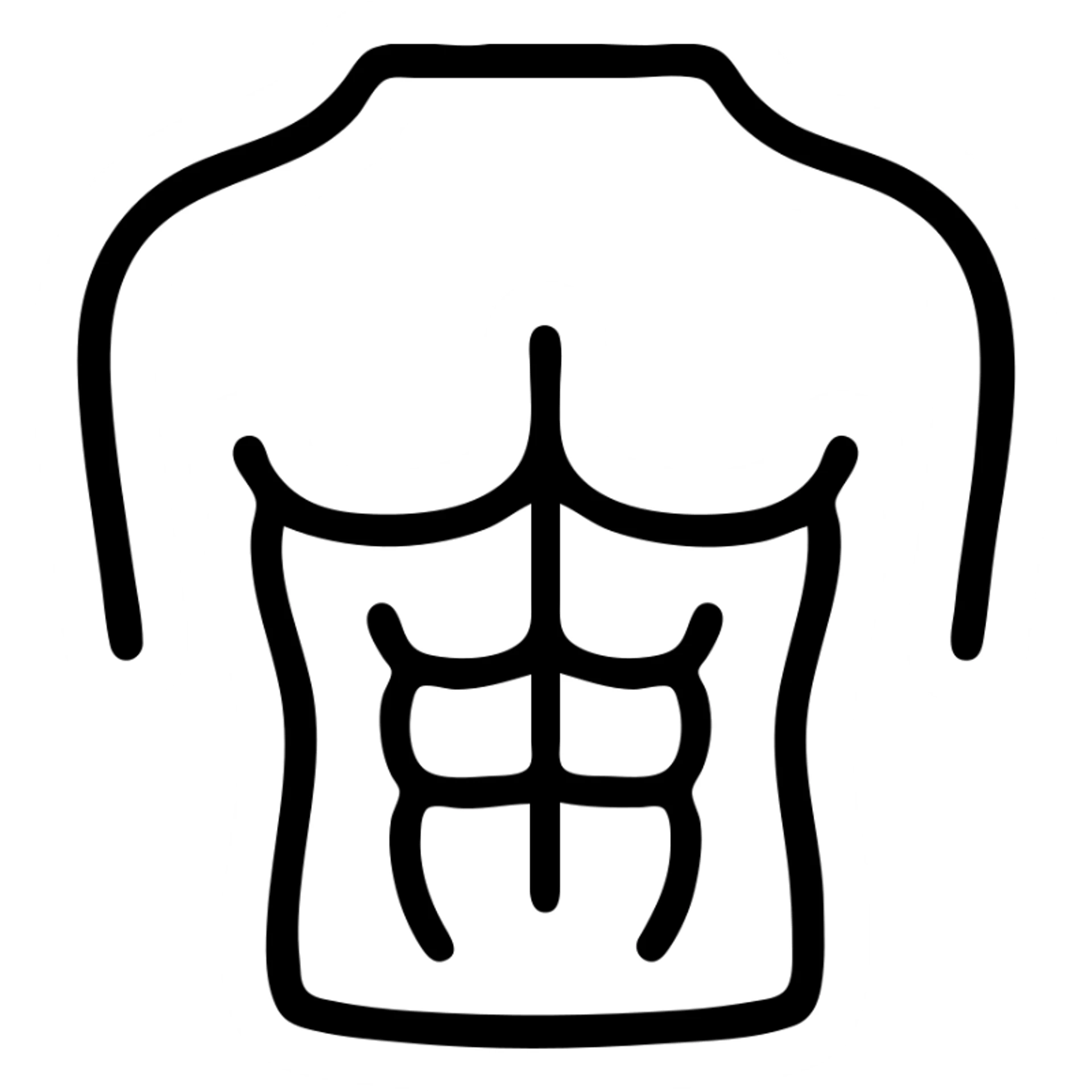 six pack abs icon, line art, subtle anatomical influence, focus on silhouette and muscle definition sticker