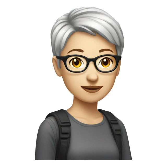 product designer female short hair glasses pale sticker