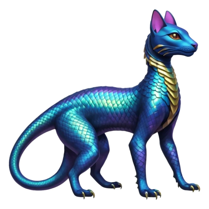 Futuristic Ethereal Beautiful Salandit-Bastet-Fakémon-hybrid-creature (full body)  sticker
