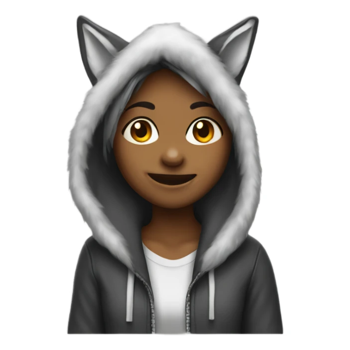 smiling girl in wolf hood sticker