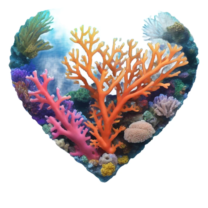 Colorful ocean Coral reef in a the shape of a heart sticker