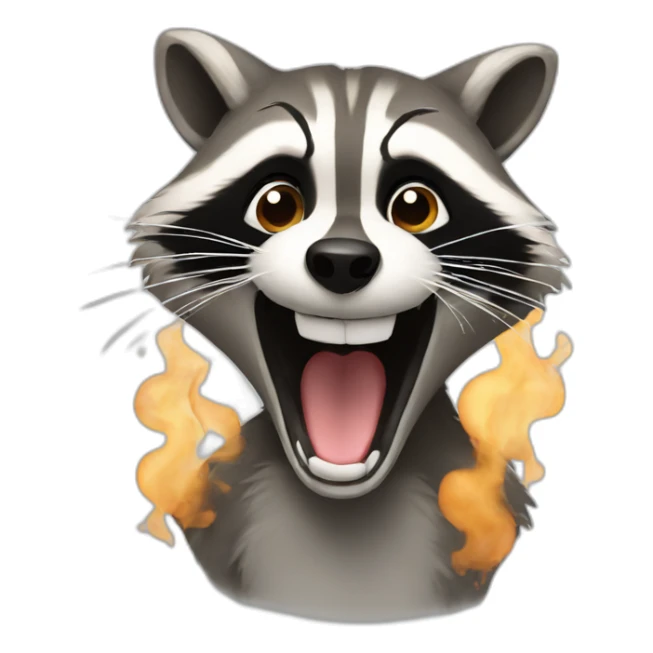 Raccoon opening mouth with smoke coming out sticker