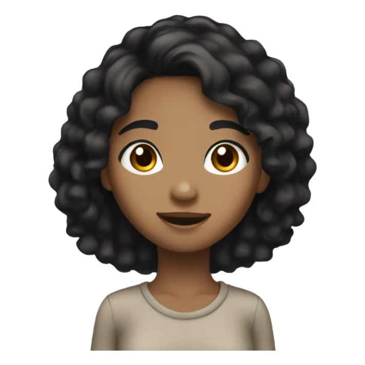 black hair girl brown eyes raising hand sticker