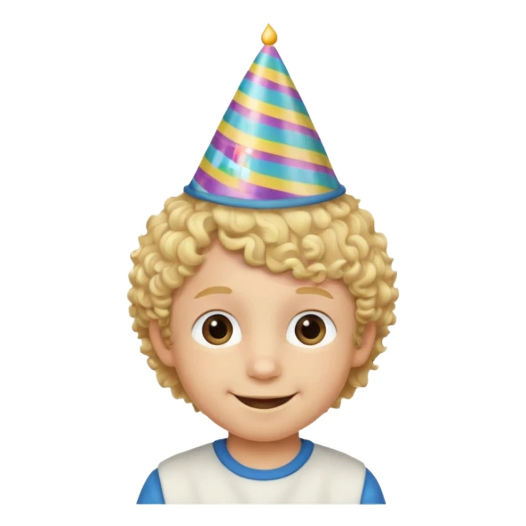 a little boy with birthday hat, blond curly hair















 sticker
