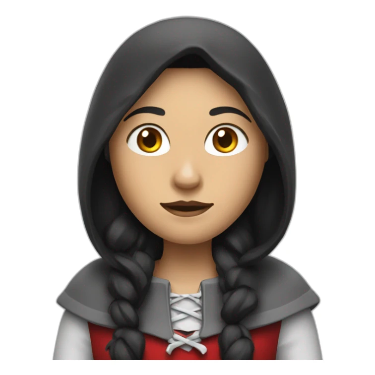 red-ridding-hood-with-long-black-strait-hair-with-white-break sticker