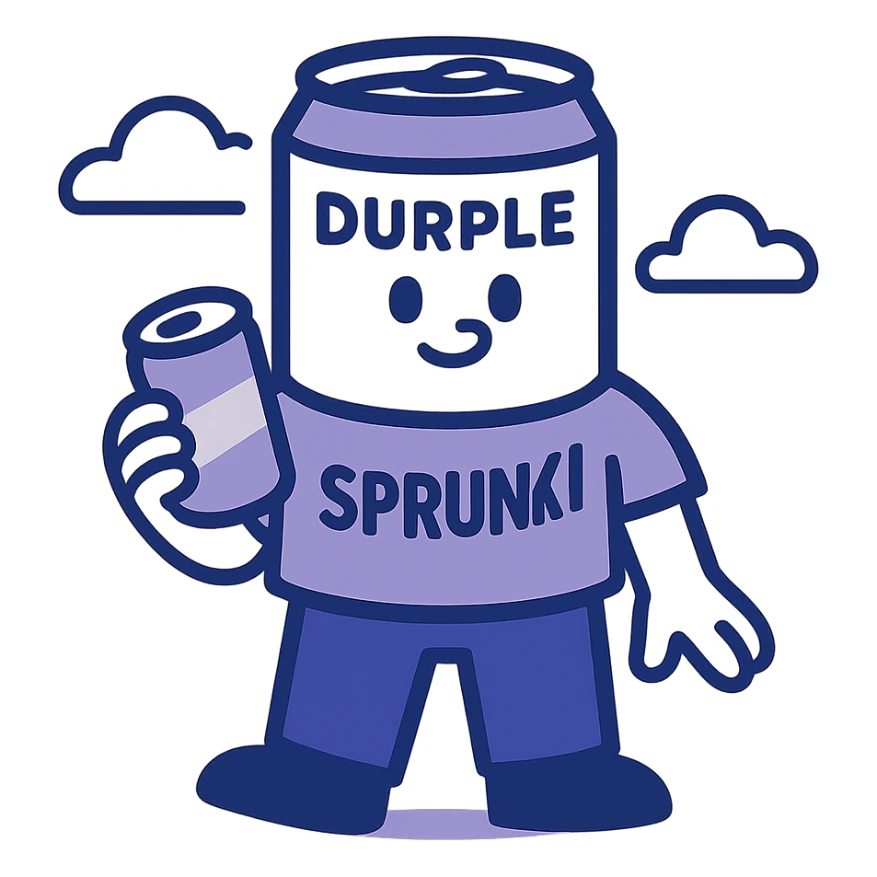 Durple Sprunki as a modern icon, clean lines, simple shapes, minimal color, flat design sticker