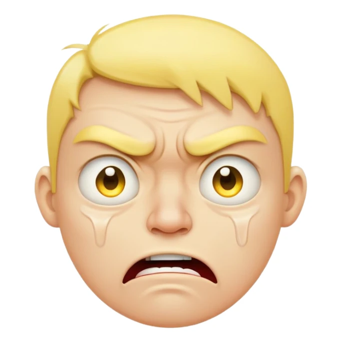 yellow face with angry expression and tears, mad and crying sticker