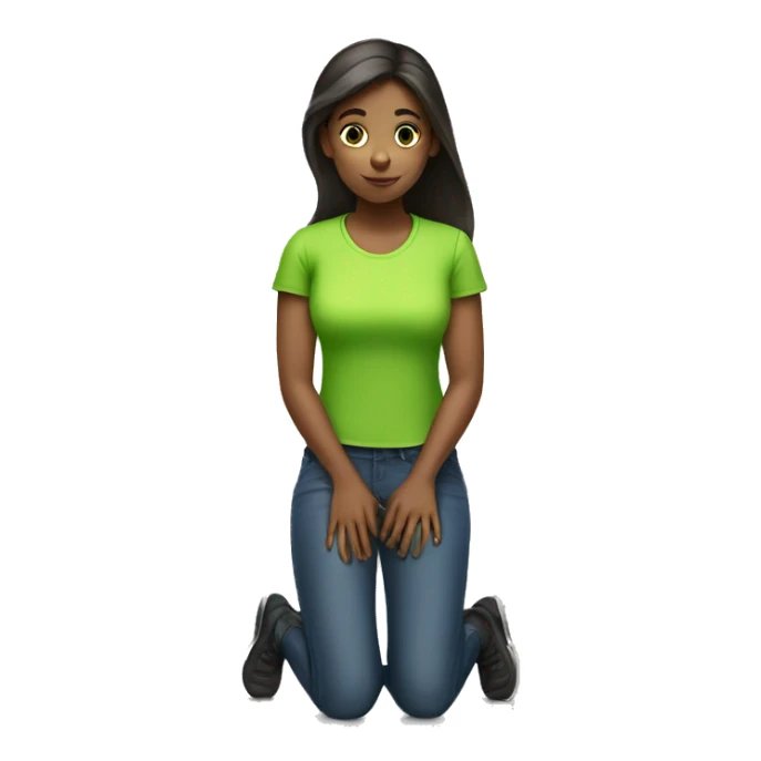 Girl kneeling wearing a lime green shirt  sticker