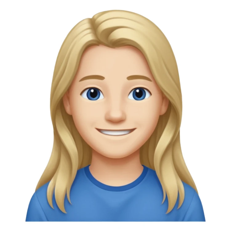 jeune cheveux long avec le sourire style européen sticker