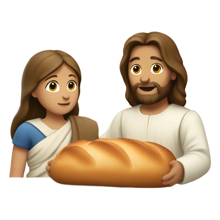 Jesus eating bread with a girl sticker