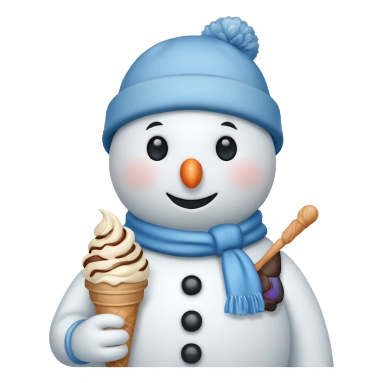 snowmen holding ice cream single snowmen with winter cap sticker
