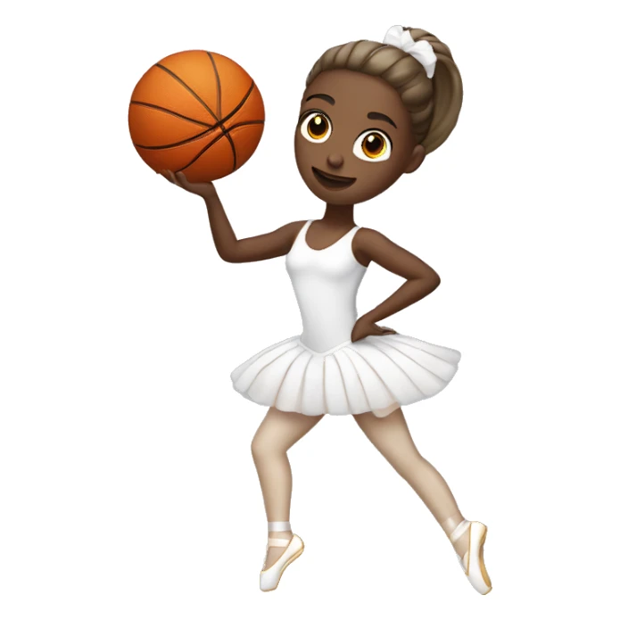 white scin ballerina with a basketball in her hands sticker