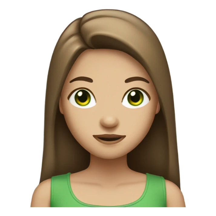 Girl with brown long straight hair and green eyes  sticker