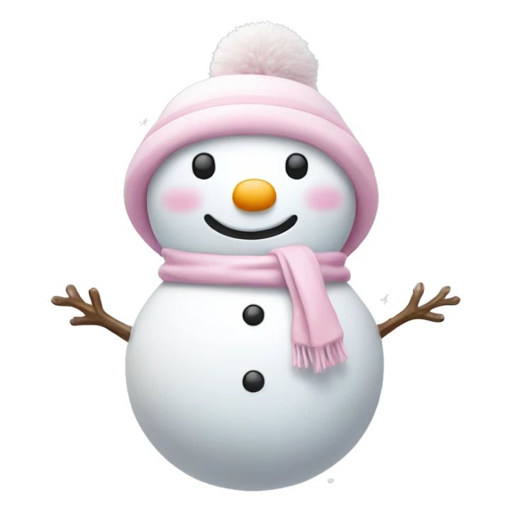 Cute white and light pink snowman with falling snow sticker