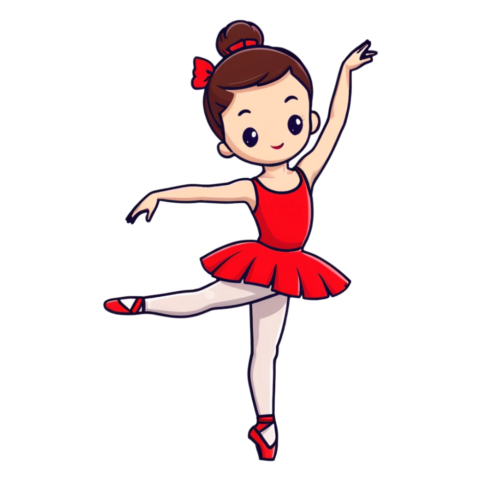 ballet dancer in cherry red dress, ballerina in red tutu sticker