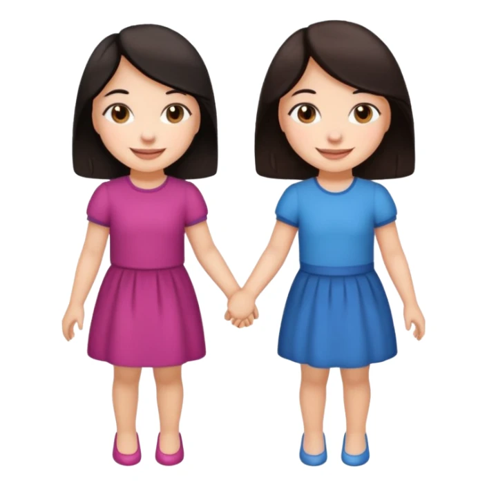 Two friends holding hands girls dark hair sticker