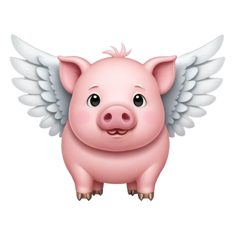 A Pig what can fly with a big white wings sticker