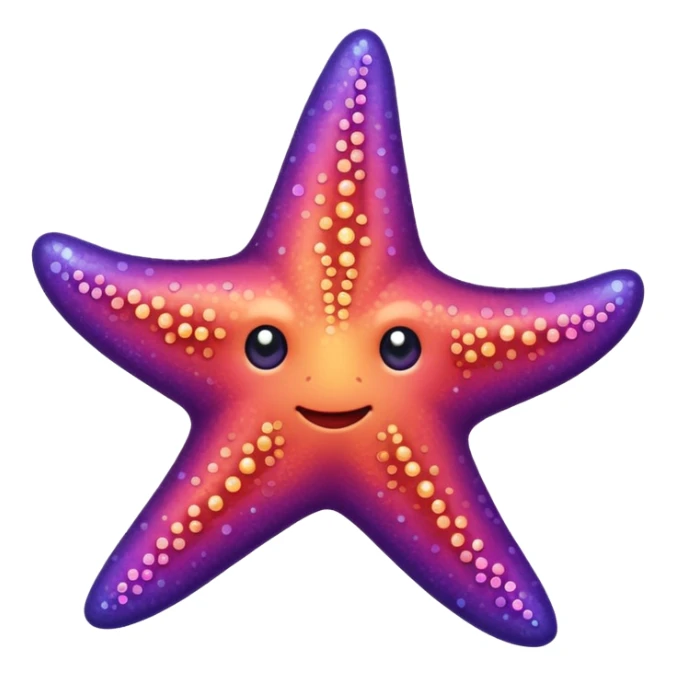 color gradient between red and purple glitter cute starfish sticker