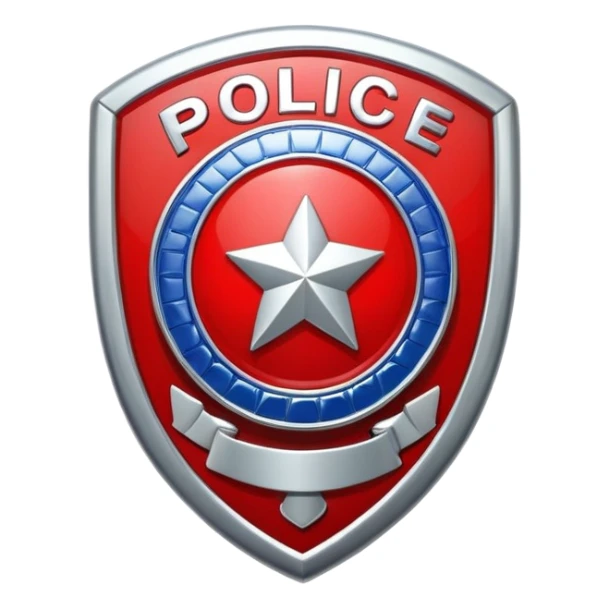 Red police badge with a huge « P » in the middle sticker