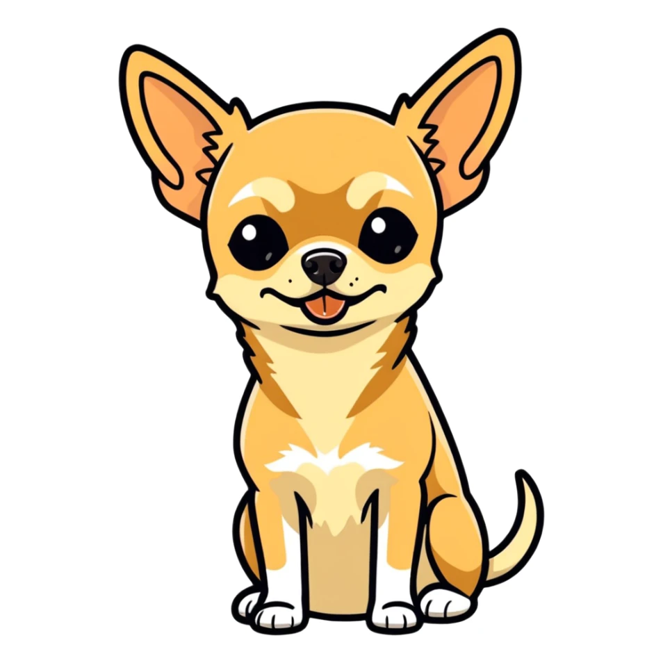 Black and tan Chihuahua eating a Slim Jim sticker