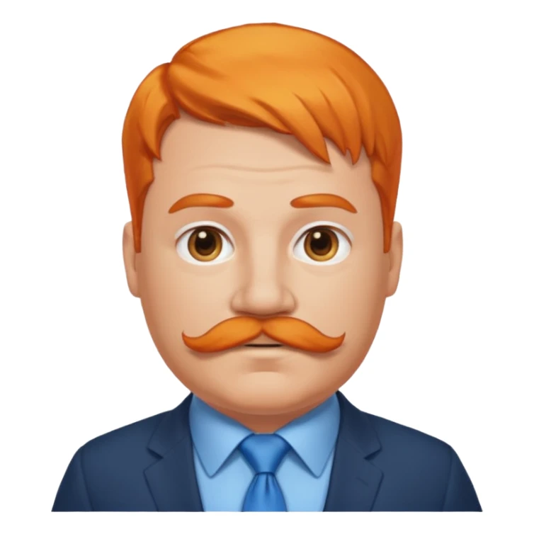 fat orange hair man with mustache & blue tie sticker