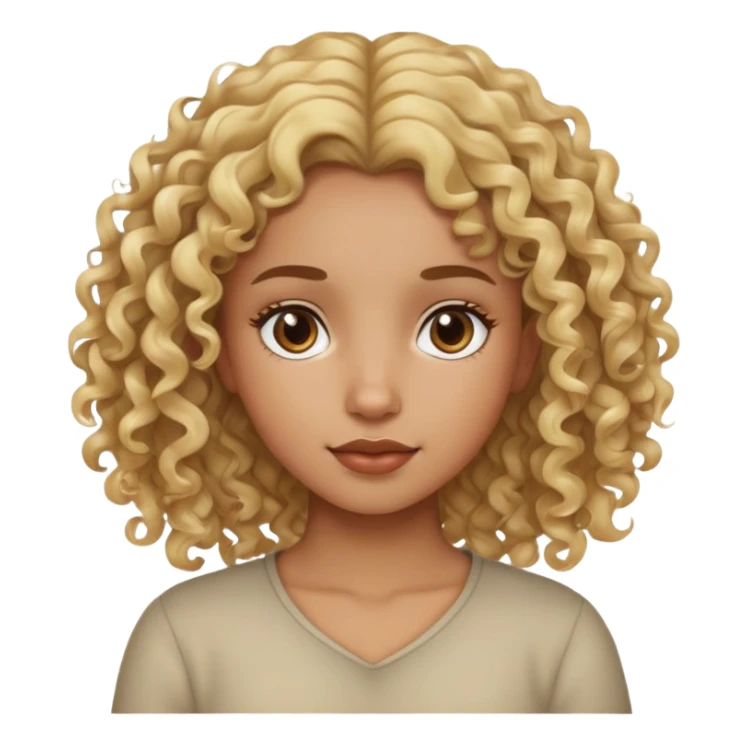 mid brown girl with soft curly blonde hair sticker