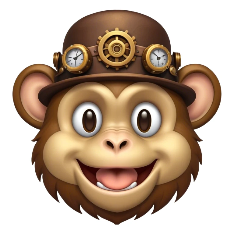Steampunk style illustration depicting a happy monkey sticker