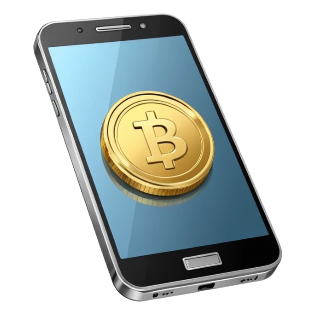 smartphone with a play button and a coin symbol sticker