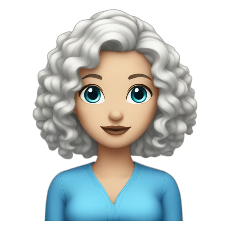 a white woman with curly black hair and blue eyeliner sticker