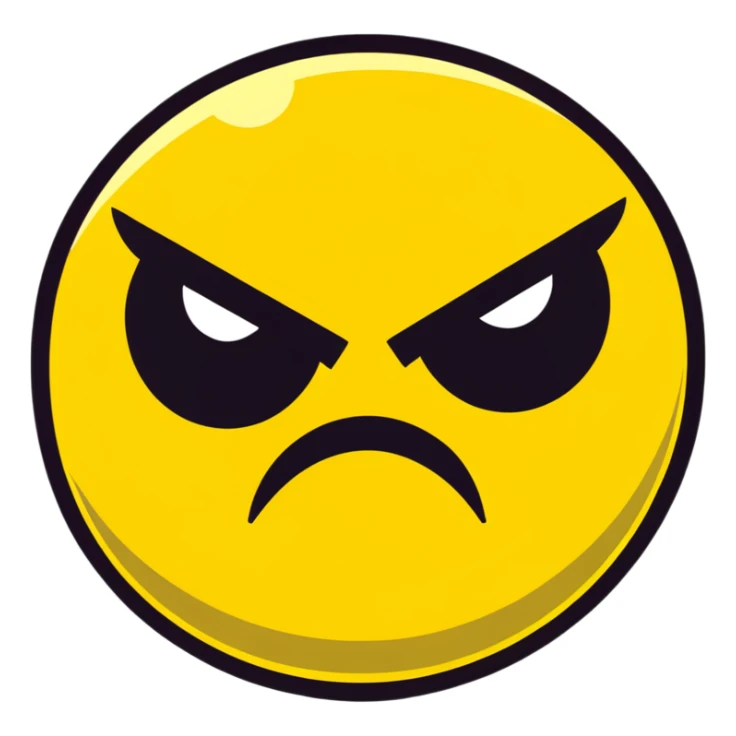 yellow face with one eye half-closed and the other open, angry expression sticker