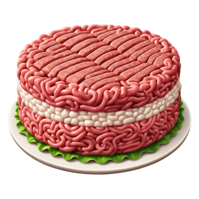raw ground meat object icon, fresh minced beef, 3D cartoon, mobile game icon style, clean background, soft shadow, no text, no watermark sticker