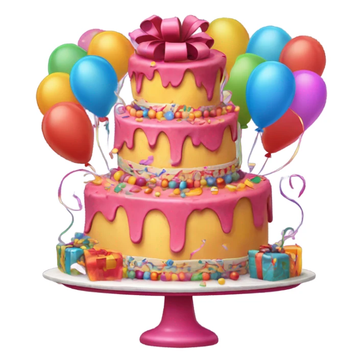 Happy birthday cake with Ballons & presents sticker