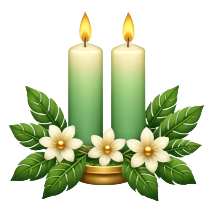 Aesthetic scenic romantic vintage styled beautiful gorgeous holy divine spiritual pretty elegant sparkly shiny scene of Candles, flowers, plants leaves, scenic aesthetic scenery sticker