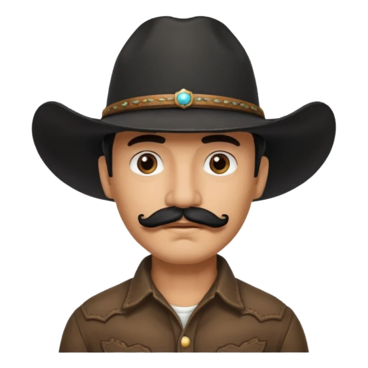 Man with black mustache, wearing black cowboy hat, facing sideways  sticker