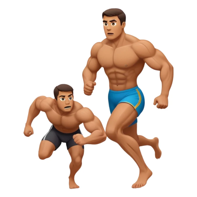 a muscular man afraid and running from his wife sticker