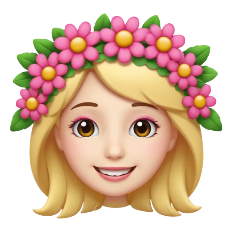 3D emoji, long eyelashes, flower wreath, smiling sticker