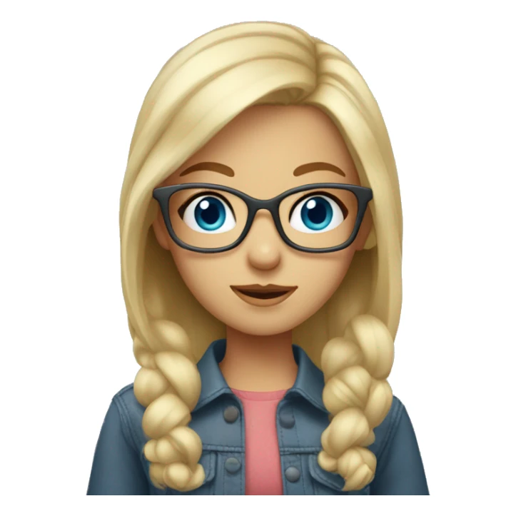 blond girl with grey-blue eyes and cute glasses  sticker