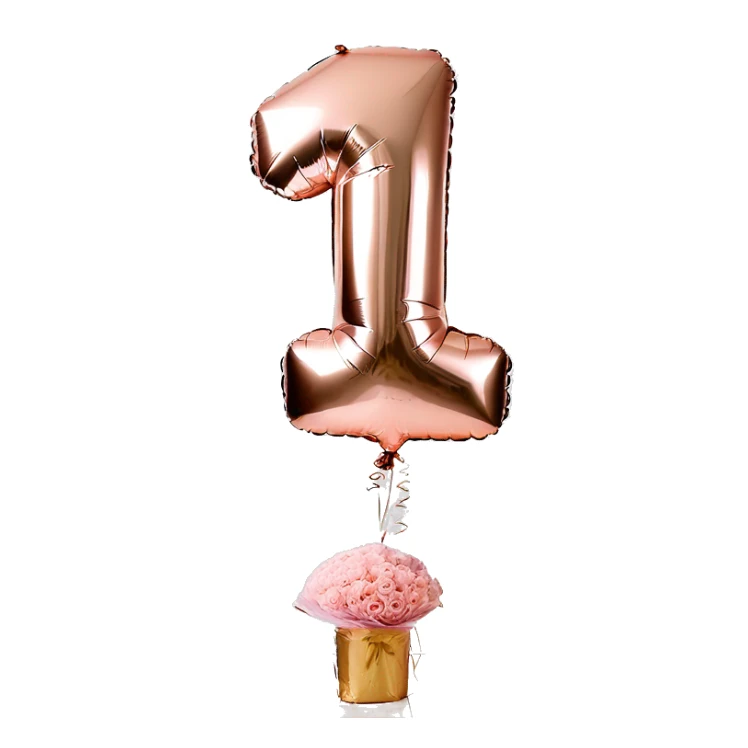first birthday rose gold number ONE foil balloon  sticker