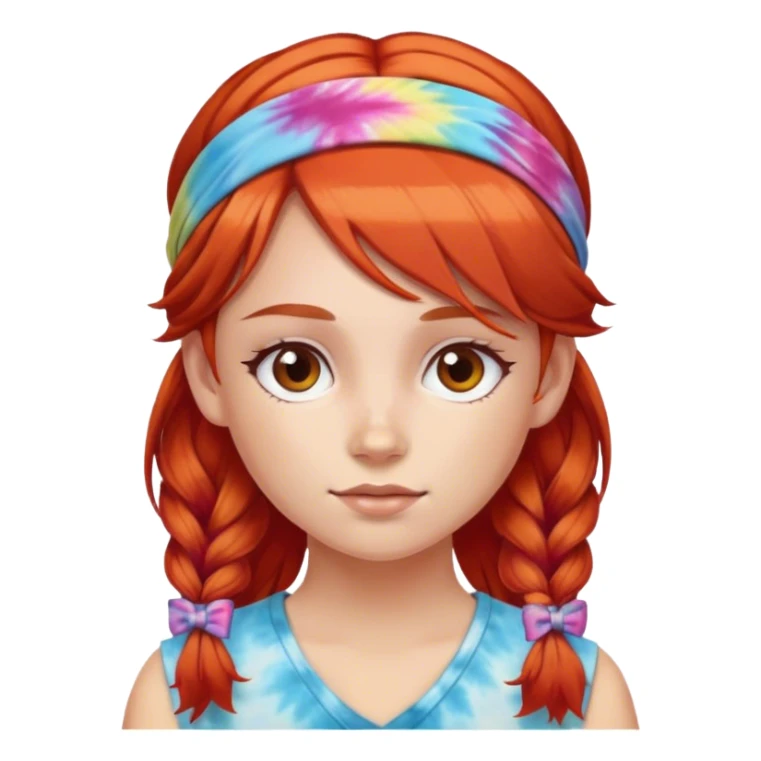 Red head girl wearing tie dye headband  sticker