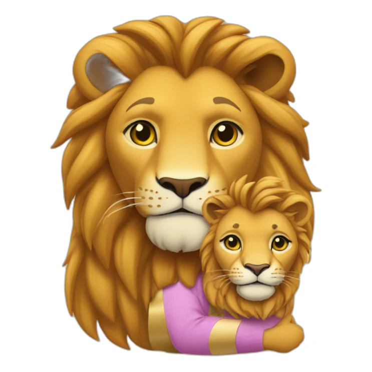 Un lionne avec son enfant sur son dos sticker