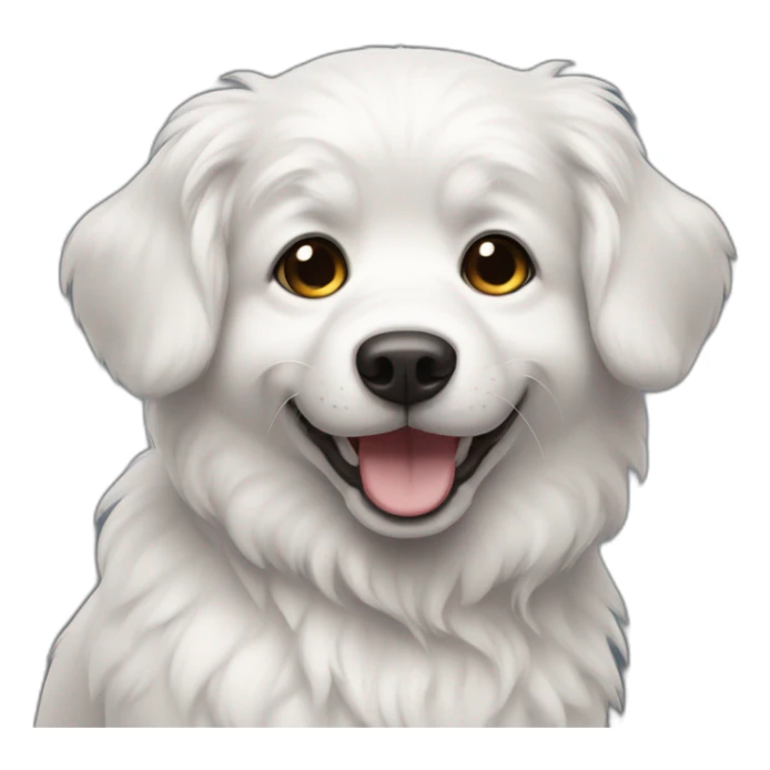 smiling dog with white fur and dark eyes sticker