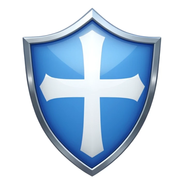 A shiny blue shield with a white 7 in the middle and a flag animation sticker