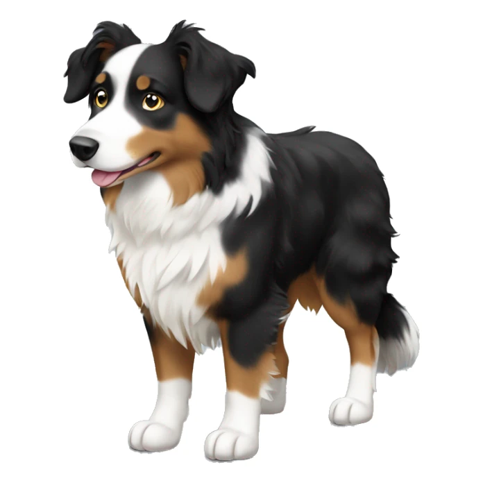 Create a black, tan and white Australian shepherd with white paws sticker