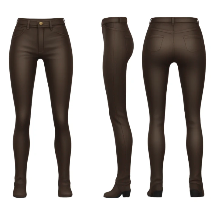 Dark brown High waisted leather pants isolated sticker