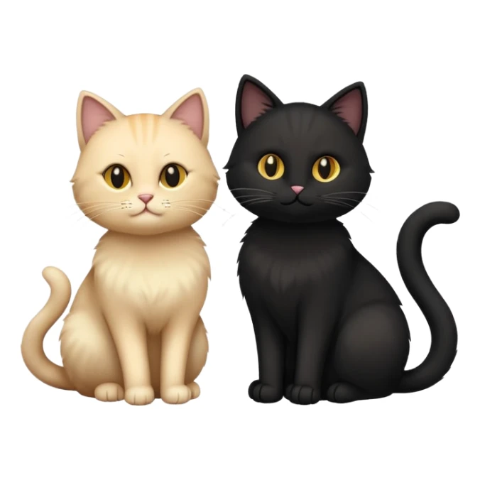 Two cats next to each other. A black one and a beige one sticker