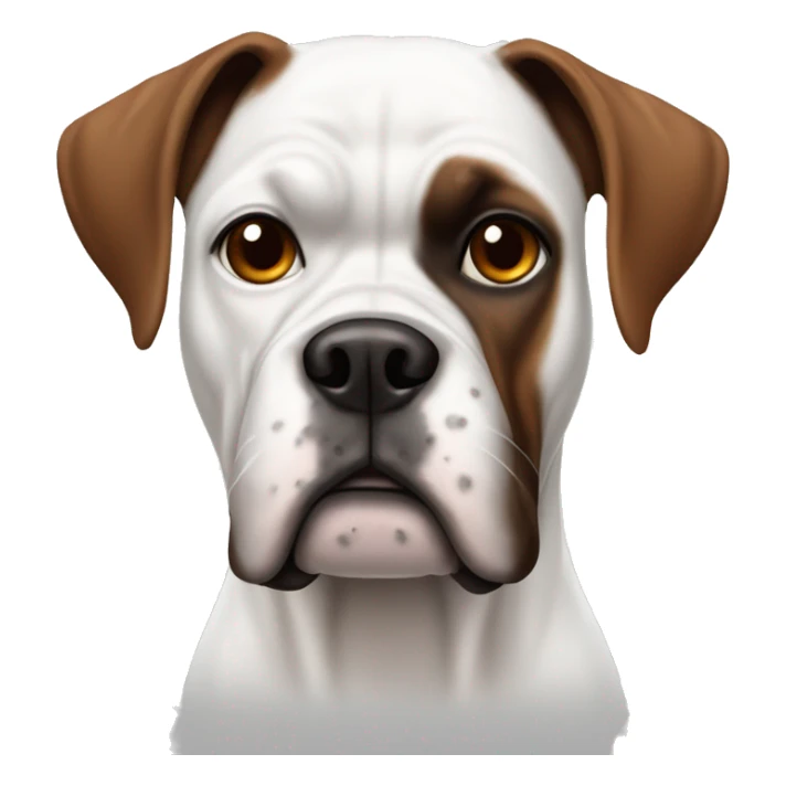 White boxer dog with one brown ear  sticker