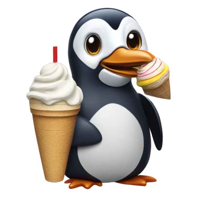 penguin having ice cream and club mate sticker